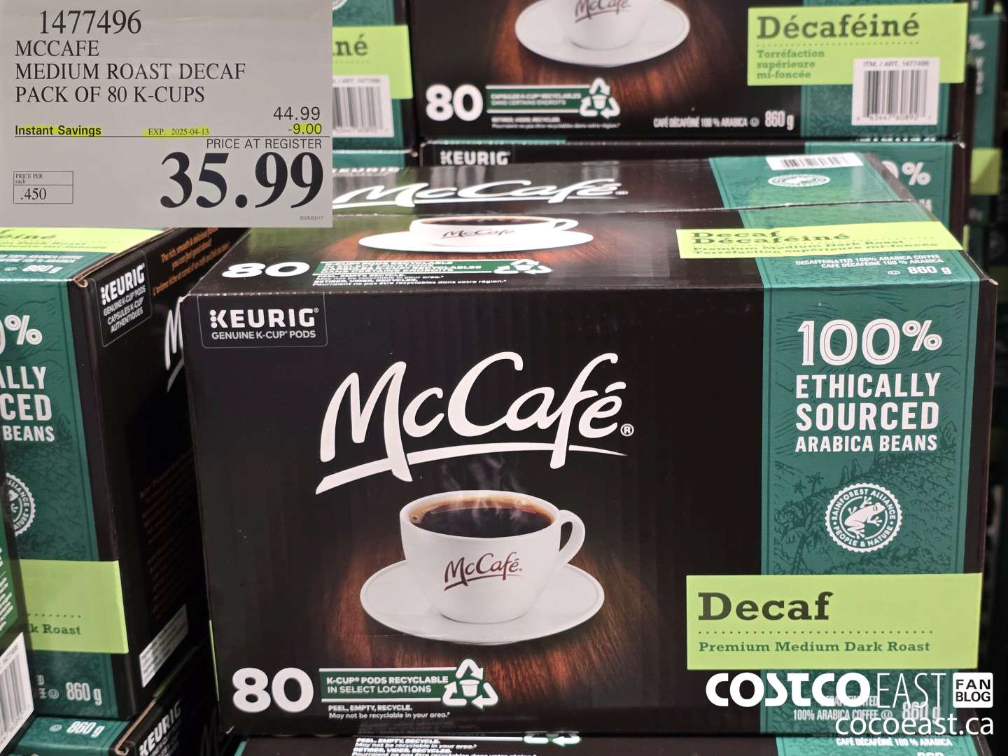 1477496 MCCAFE MEDIUM ROAST DECAF PACK OF 80 K-CUPS  ($9.00 INSTANT SAVINGS EXPIRES ON 2025-04-13) $35.99