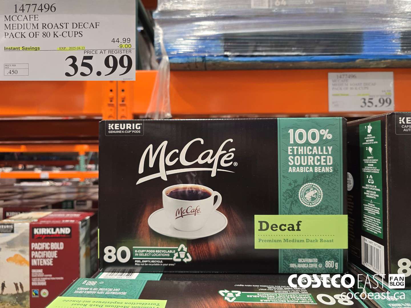 1477496 MCCAFE MEDIUM ROAST DECAF PACK OF 80 K-CUPS  ($9.00 INSTANT SAVINGS EXPIRES ON 2025-04-13) $35.99