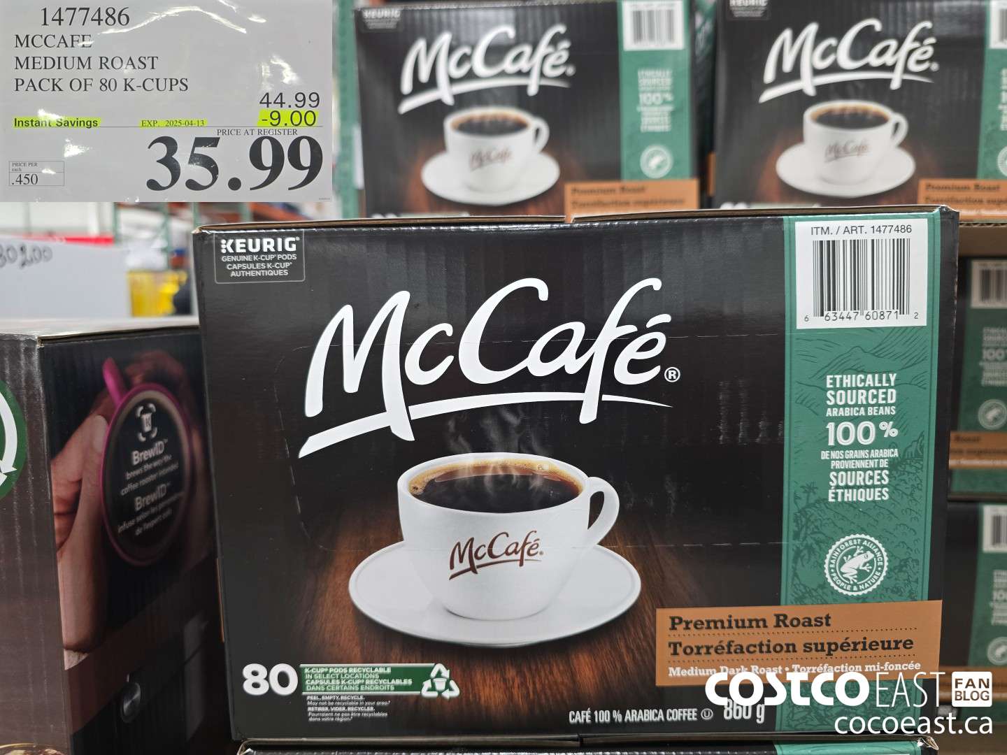 1477486 MCCAFE MEDIUM ROAST PACK OF 80 K-CUPS ($9.00 INSTANT SAVINGS EXPIRES ON 2025-04-13) $35.99
