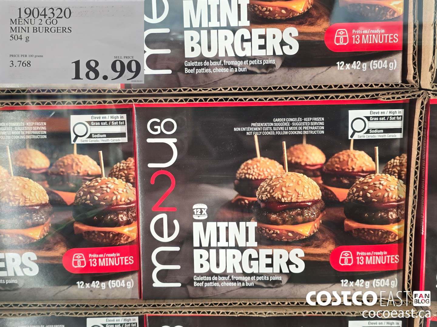 1904320 MENU 2 GO MINI BURGERS 504 g $18.99