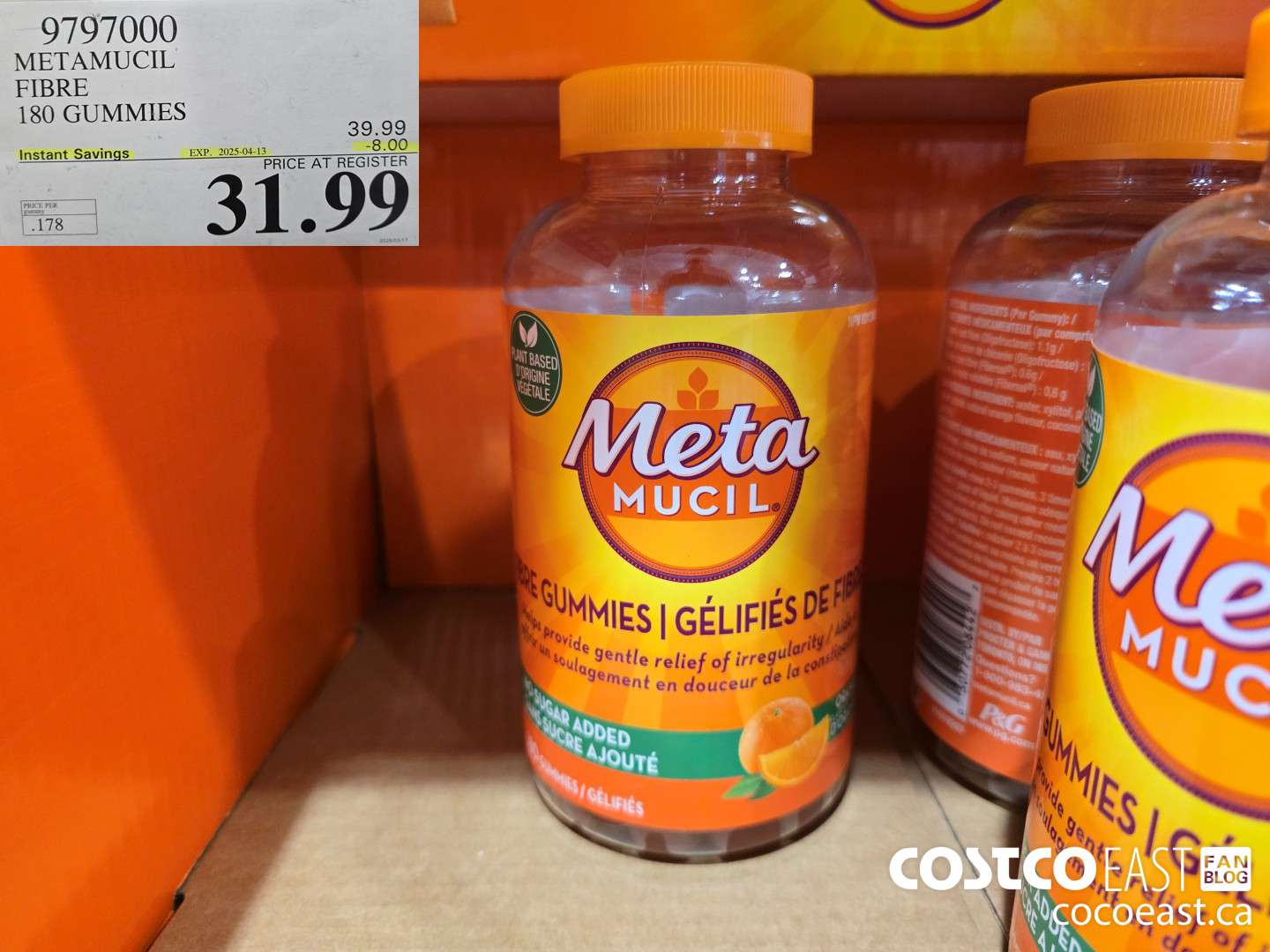 9797000 METAMUCIL FIBRE GUMMIES 180 COUNT ($8.00 INSTANT SAVINGS EXPIRES ON 2025-04-13) $31.99