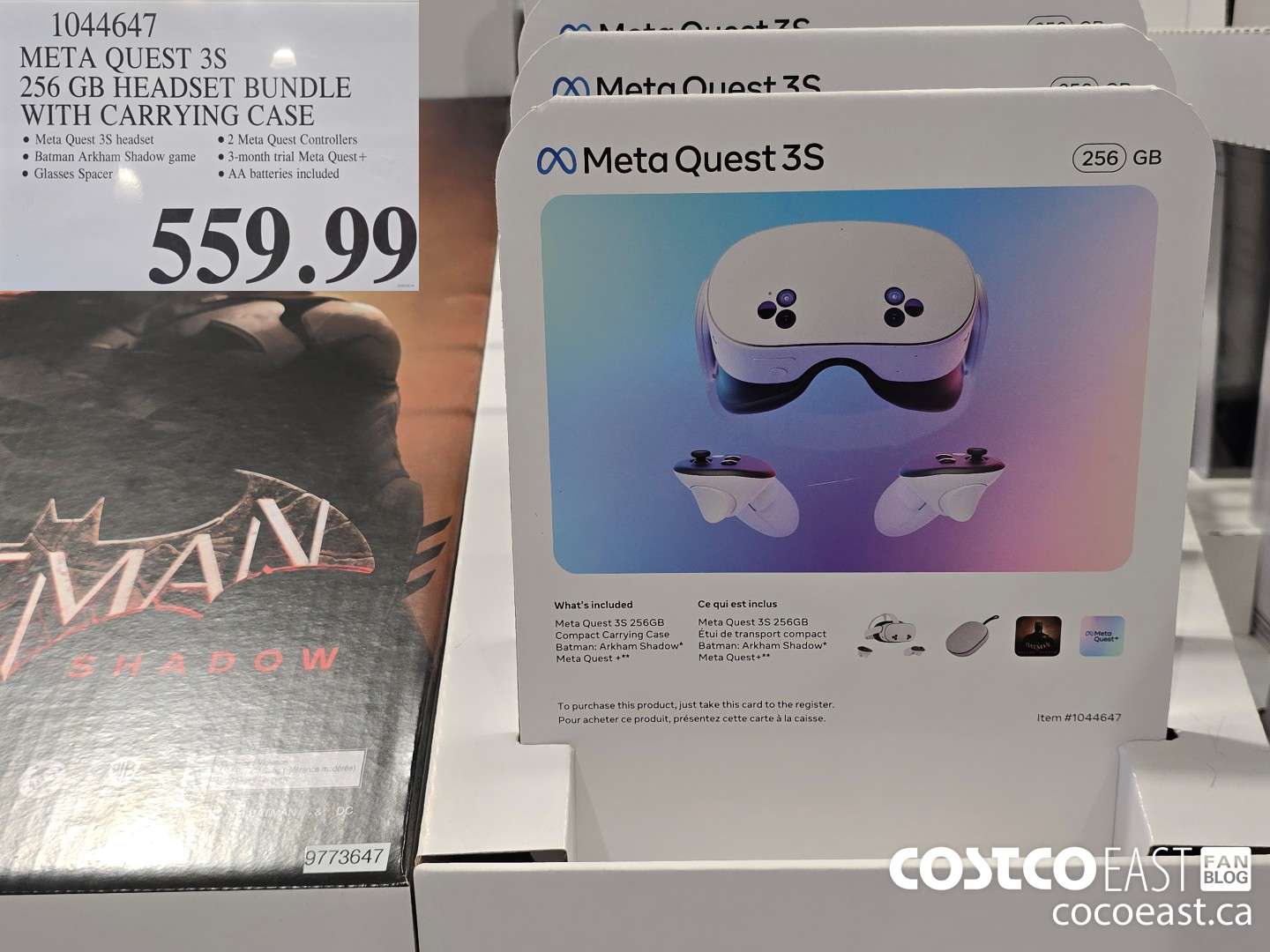 1044647 META QUEST 3S 256GB HEADSET BUNDLE WITH CARRYING CASE $559.99