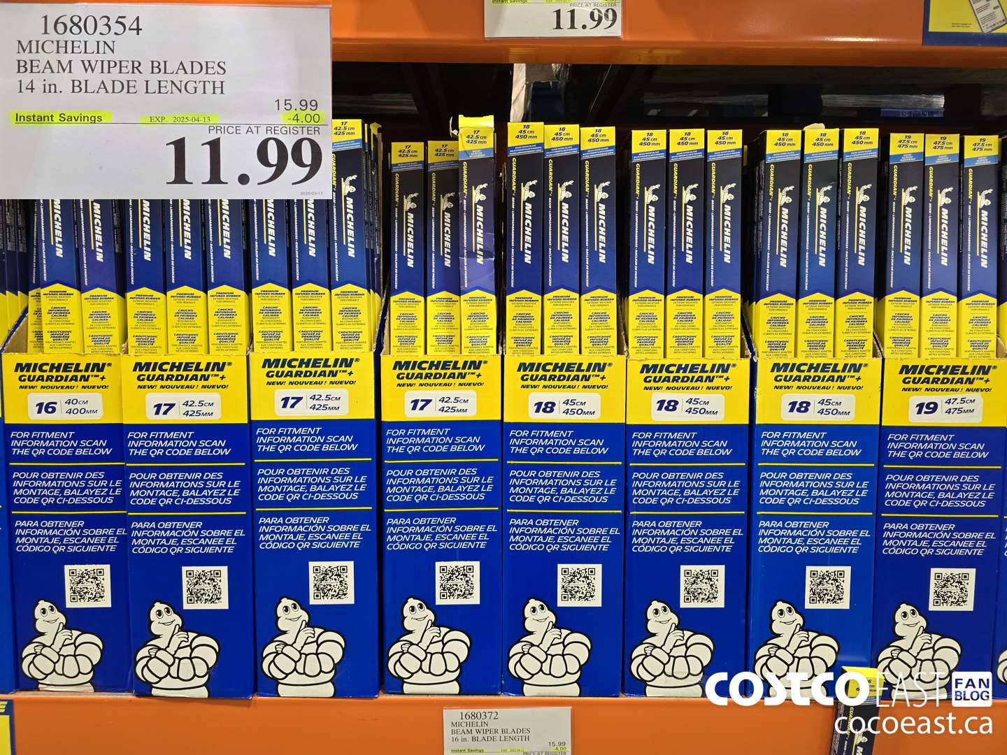 1680354 MICHELIN BEAM WIPER BLADES 14 IN BLADE LENGTH ($4.00 INSTANT SAVINGS EXPIRES ON 2025-04-13) $11.99