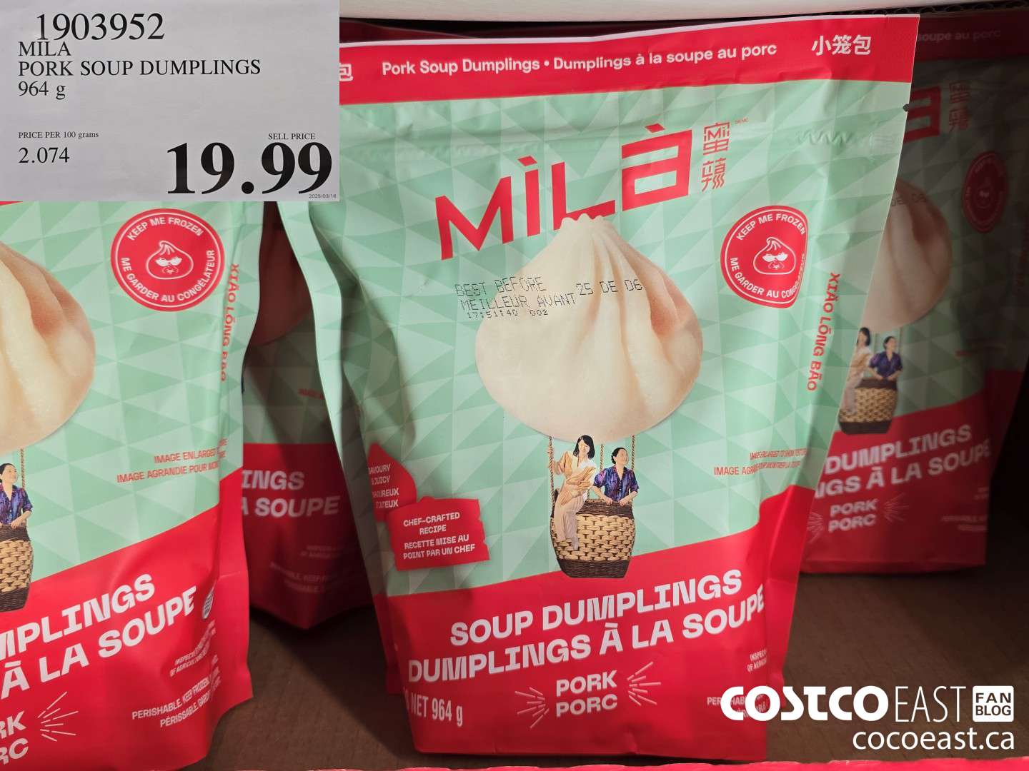 1903952 MILA PORK SOUP DUMPLINGS 964 g $19.99