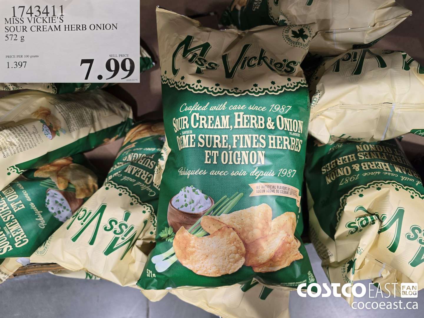 1743411 MISS VICKIES SOUR CREAM HERB ONION 572 G $7.99