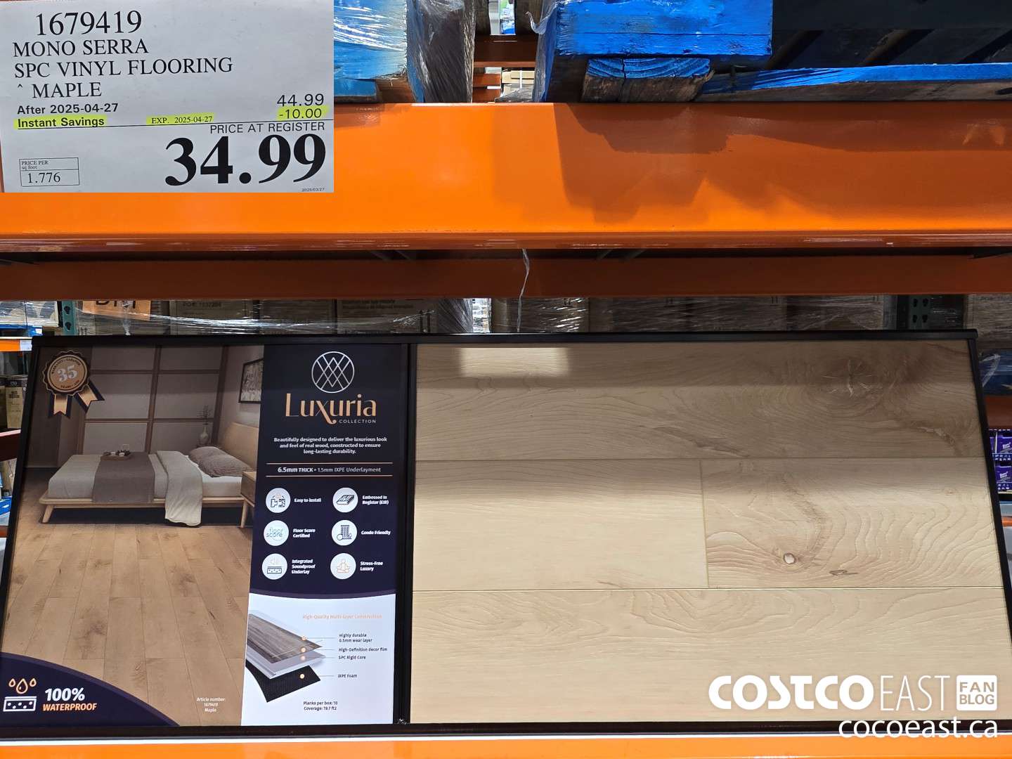 1679419 MONO SERRA SPC VINYL FLOORING MAPLE ($10.00 INSTANT SAVINGS EXPIRES ON 2025-04-27) $34.99