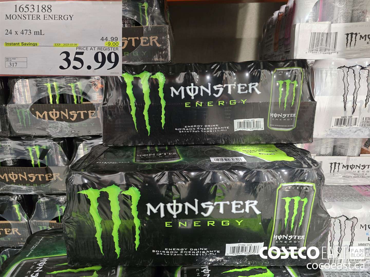 1653188 MONSTER ENERGY 24 x 473 mL ($9.00 INSTANT SAVINGS EXPIRES ON 2025-03-09) $35.99