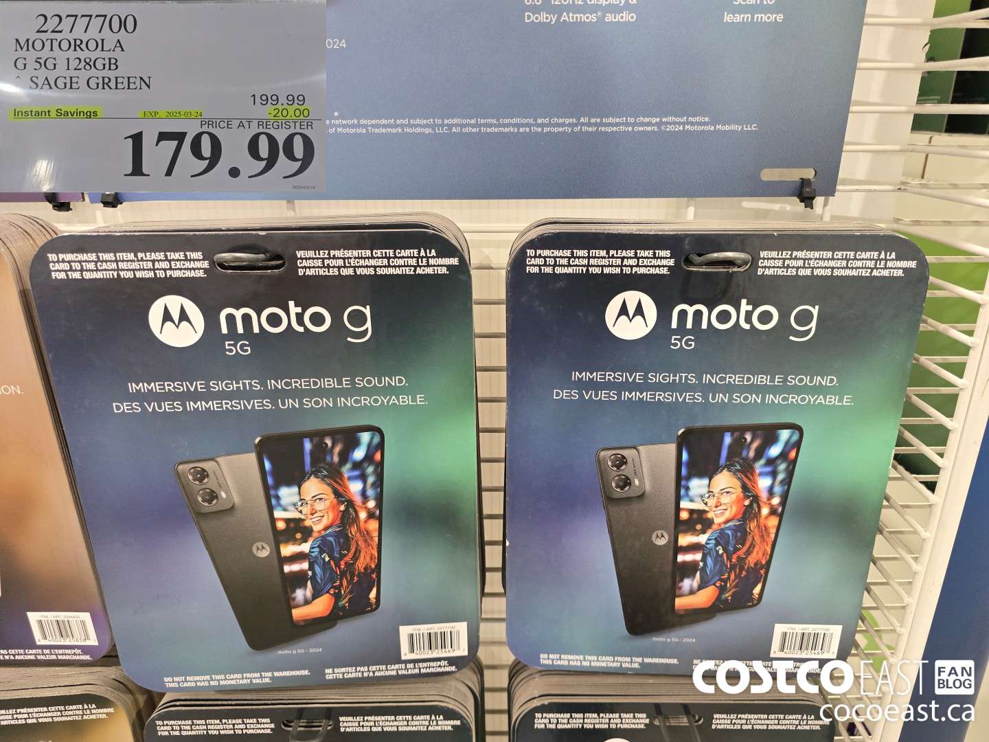 2277700 MOTOROLA G 5G 128GB SAGE GREEN ($20.00 INSTANT SAVINGS EXPIRES ON 2025-03-24) $179.99