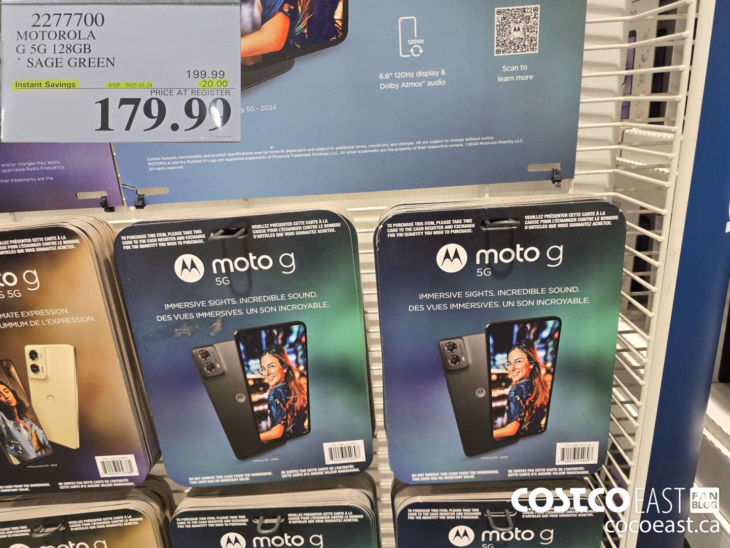 2277700 MOTOROLA G 5G 128GB SAGE GREEN ($20.00 INSTANT SAVINGS EXPIRES ON 2025-03-24) $179.99