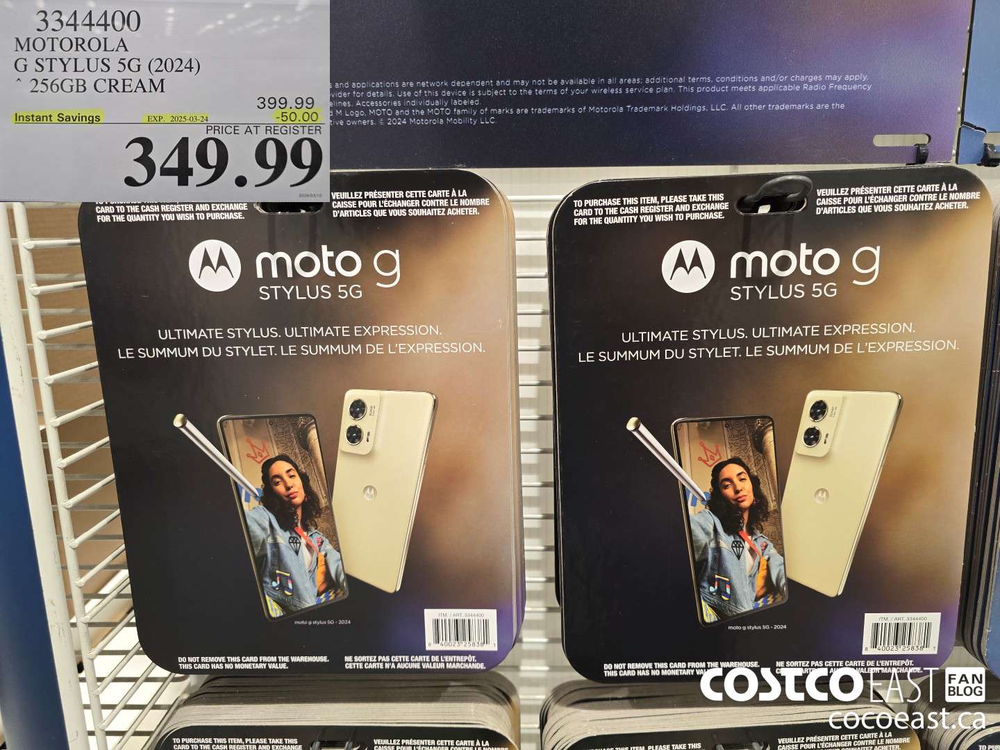 3344400 MOTOROLA G STYLUS 5G (2024) * 256GB CREAM ($50.00 INSTANT SAVINGS EXPIRES ON 2025-03-24) $349.99