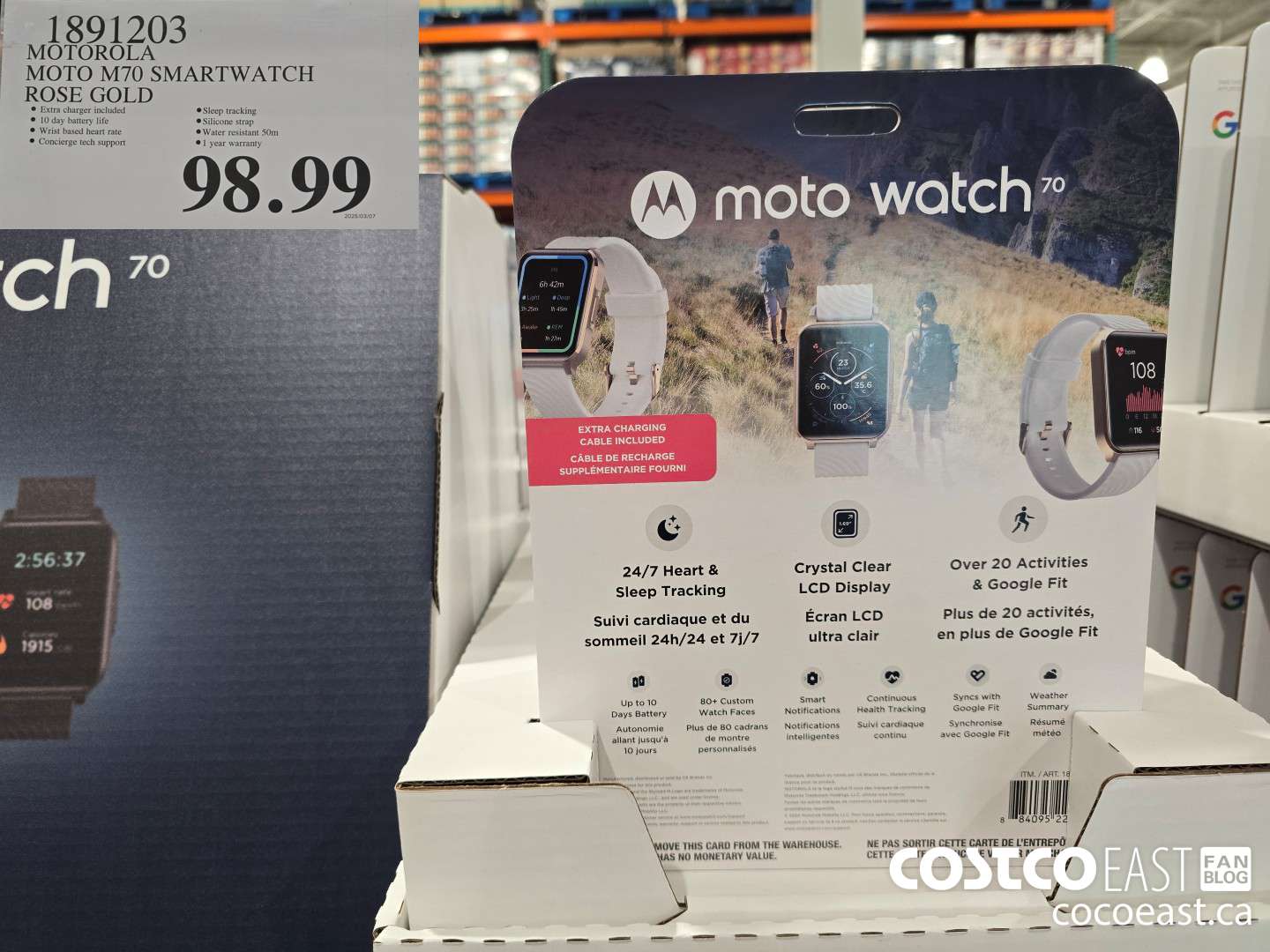 1891203 MOTOROLA MOTO M70 SMARTWATCH ROSE GOLD $98.99