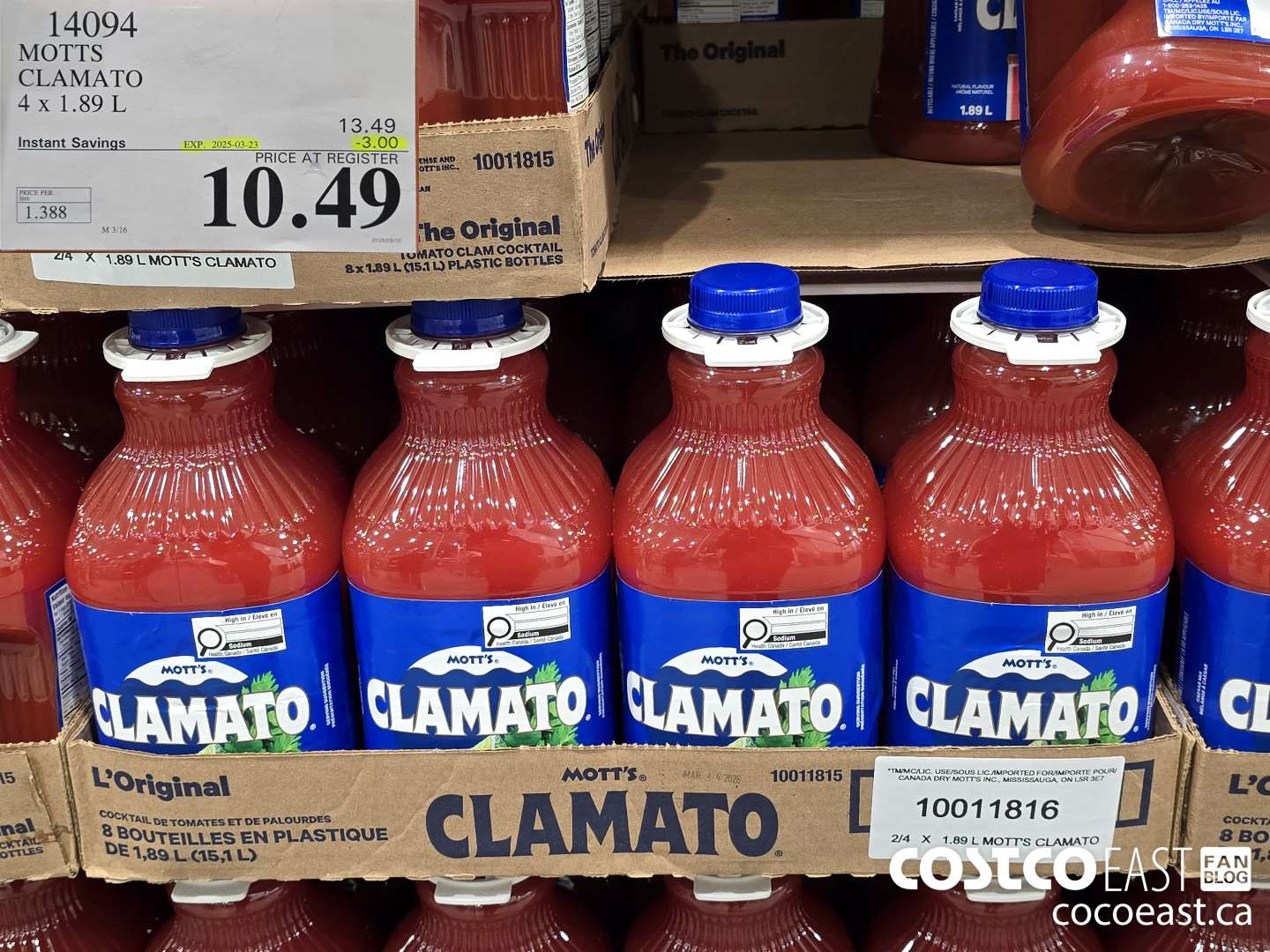 14094 MOTTS CLAMATO 4 x 1.89L ($3.00 INSTANT SAVINGS EXPIRES ON 2025-03-23) $10.49