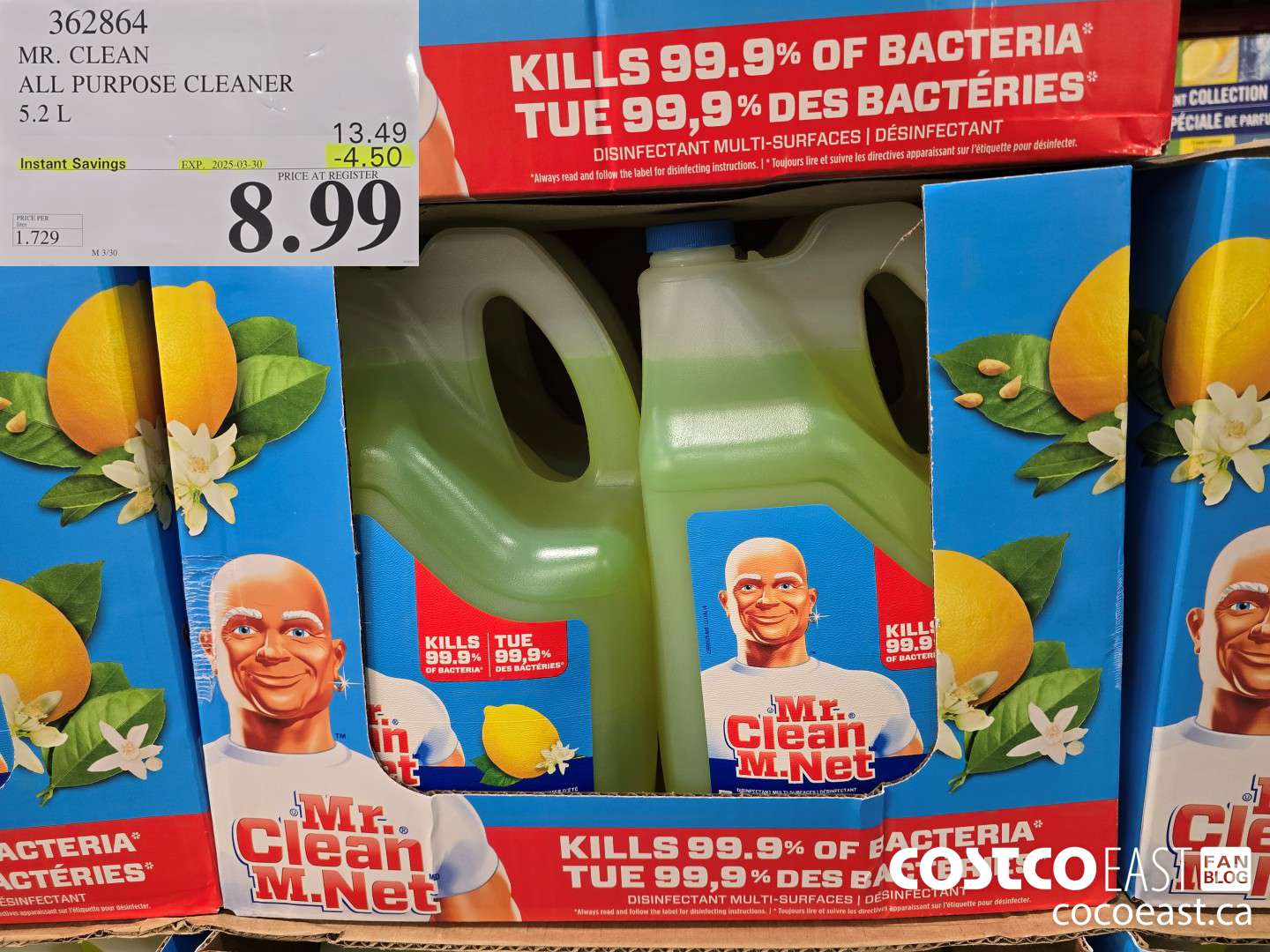 362864 MR. CLEAN ALL PURPOSE CLEANER 5.2 L ($4.50 INSTANT SAVINGS EXPIRES ON 2025-03-30) $8.99
