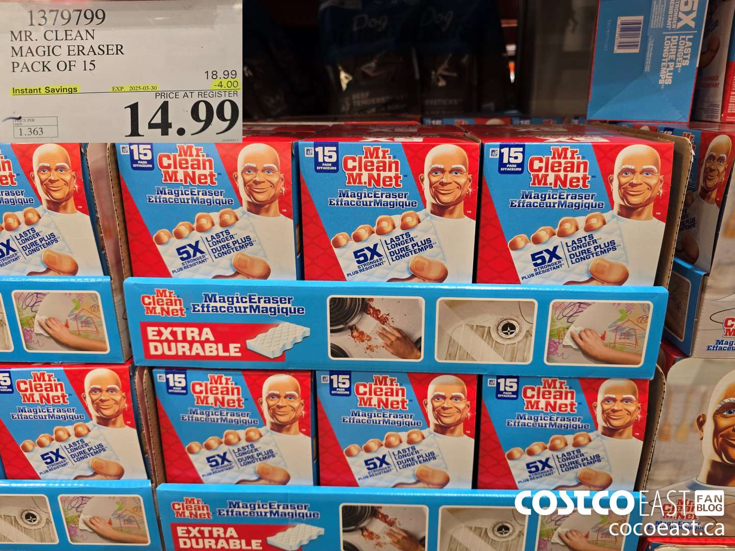 1379799 MR. CLEAN MAGIC ERASER PACK OF 15 ($4.00 INSTANT SAVINGS EXPIRES ON 2025-03-30) $14.99