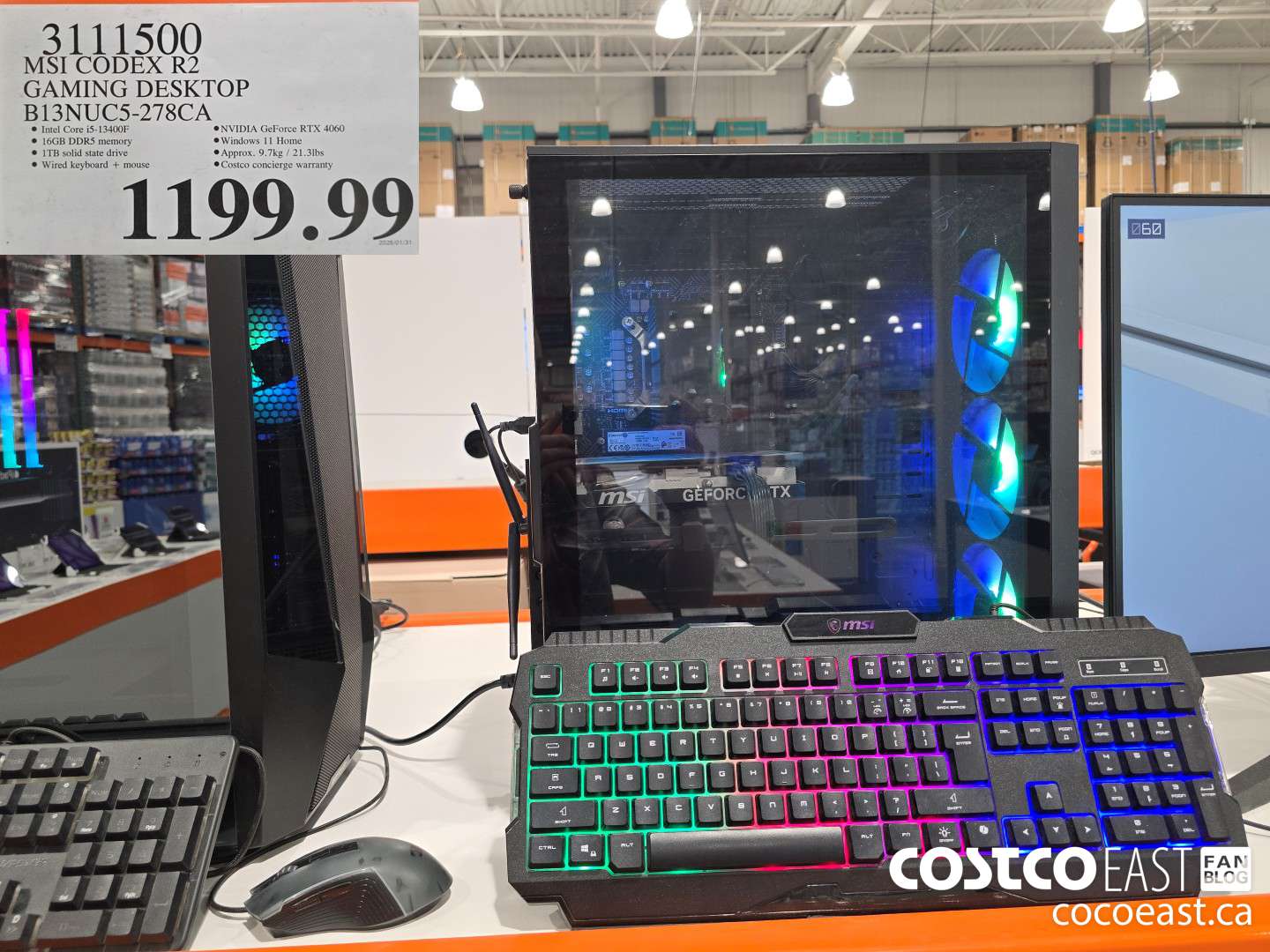 3111500 MSI CODEX R2 GAMING DESKTOP BI3NUC5-278CA $1199.99