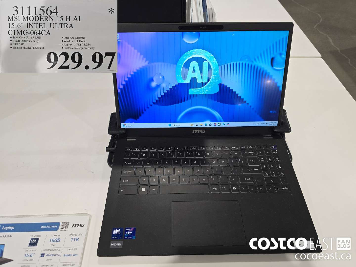 3111564 MSI MODERN 15 H Al 15.6