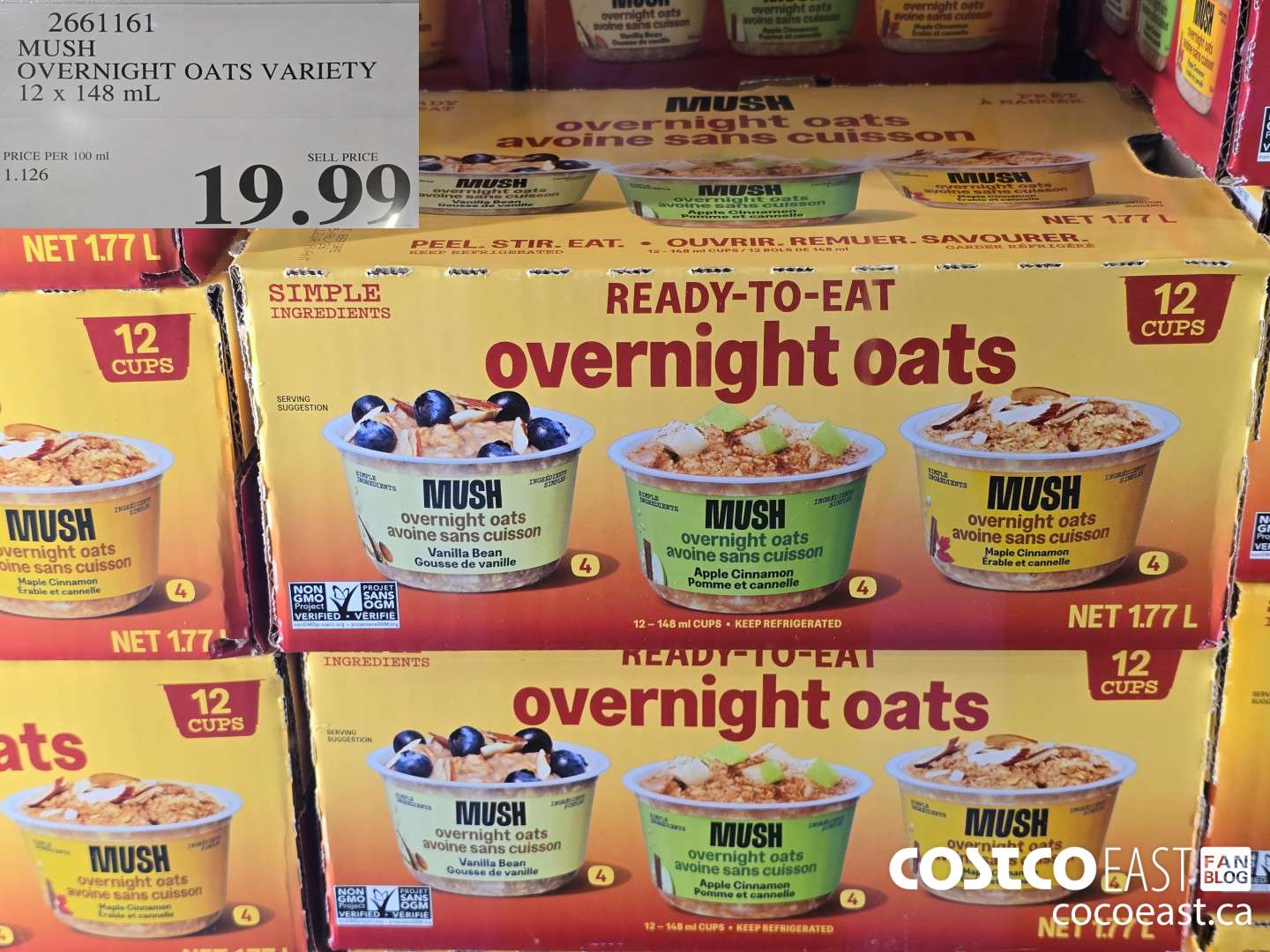 2661161 MUSH OVERNIGHT OATS VARIETY 12 x 148 mL $19.99