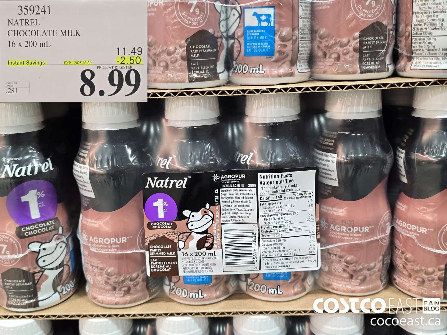 359241 NATREL CHOCOLATE MILK 16 x 200 mL ($2.50 INSTANT SAVINGS EXPIRES ON 2025-03-30) $8.99
