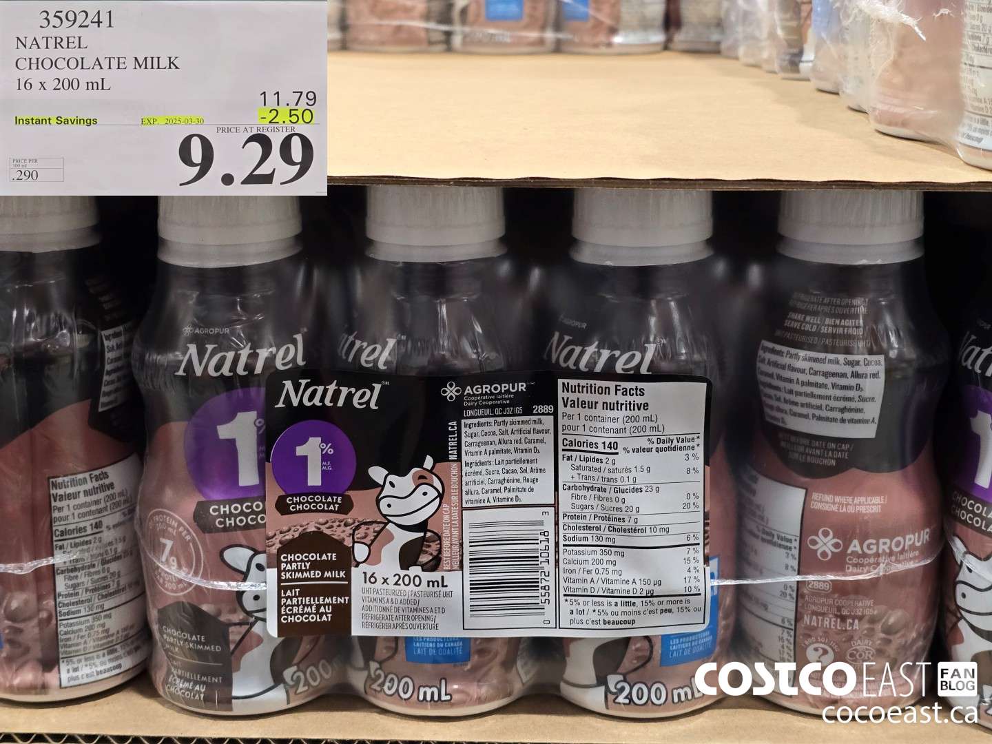 359241 NATREL CHOCOLATE MILK 16 x 200 mL ($2.50 INSTANT SAVINGS EXPIRES ON 2025-03-30) $8.99