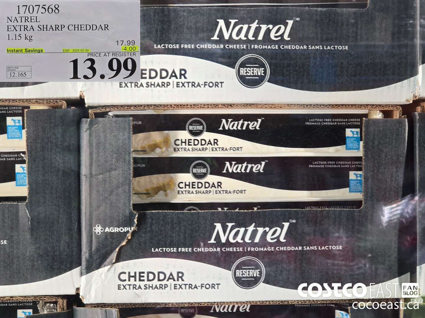 1707568 NATREL EXTRA SHARP CHEDDAR 1.15 kg ($4.00 INSTANT SAVINGS EXPIRES ON 2025-03-30) $13.99