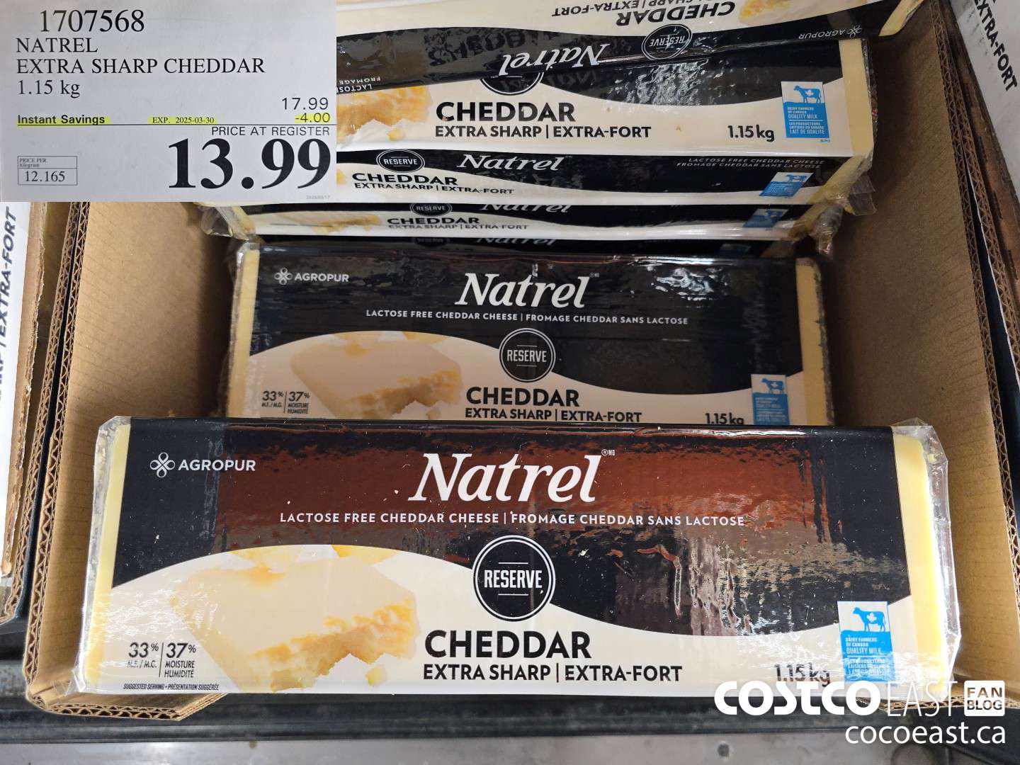 1707568 NATREL EXTRA SHARP CHEDDAR 1.15 kg ($4.00 INSTANT SAVINGS EXPIRES ON 2025-03-30) $13.99