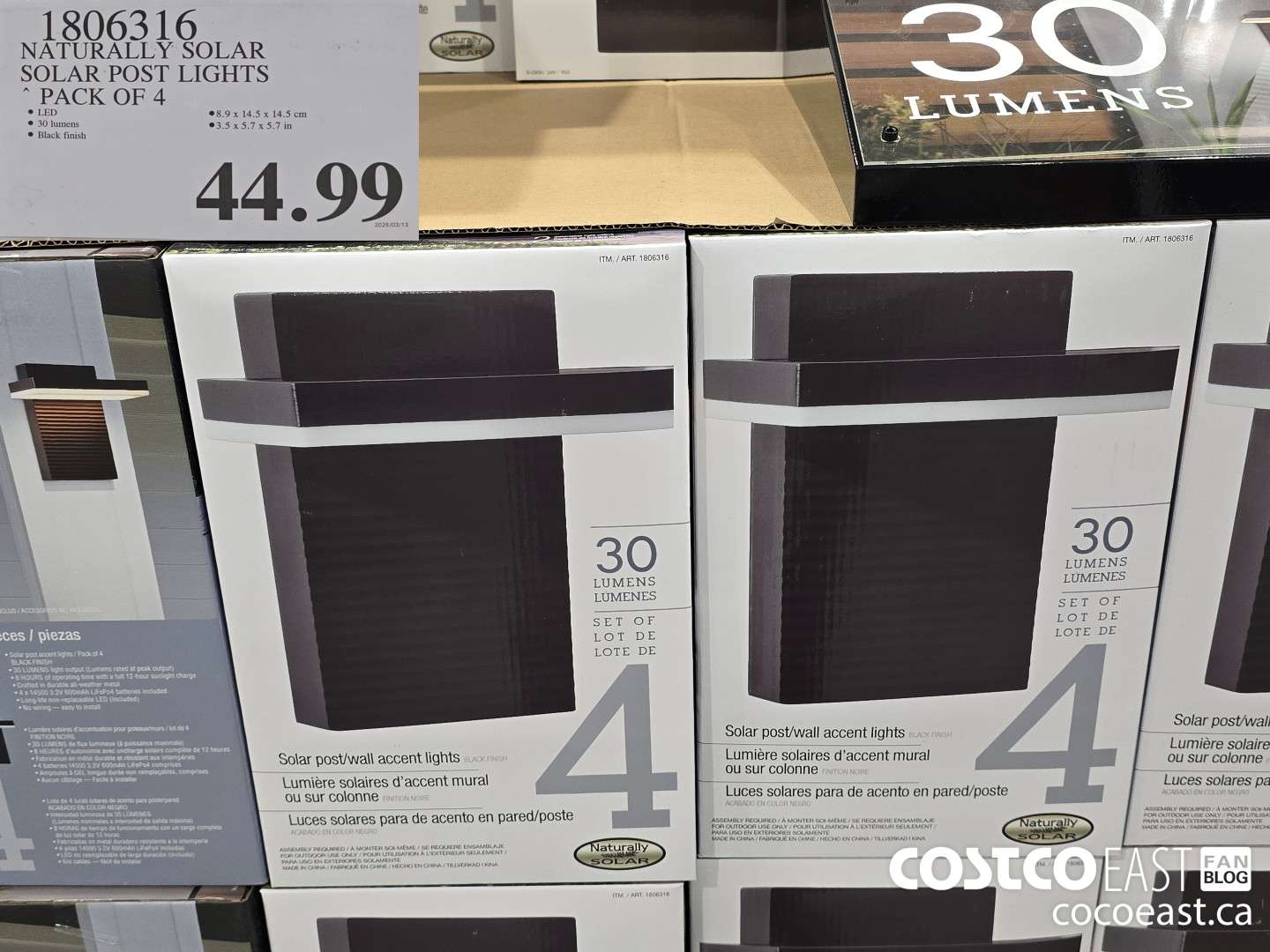 1806316 NATURALLY SOLAR SOLAR POST LIGHTS ~ PACK OF 4 $44.99