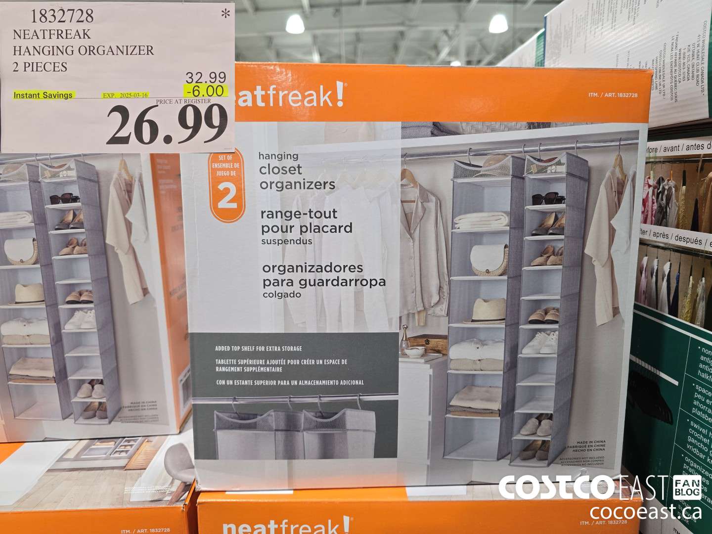 1832728 NEATFREAK HANGING ORGANIZER 2 PIECES ($6.00 INSTANT SAVINGS EXPIRES ON 2025-03-16) $26.99