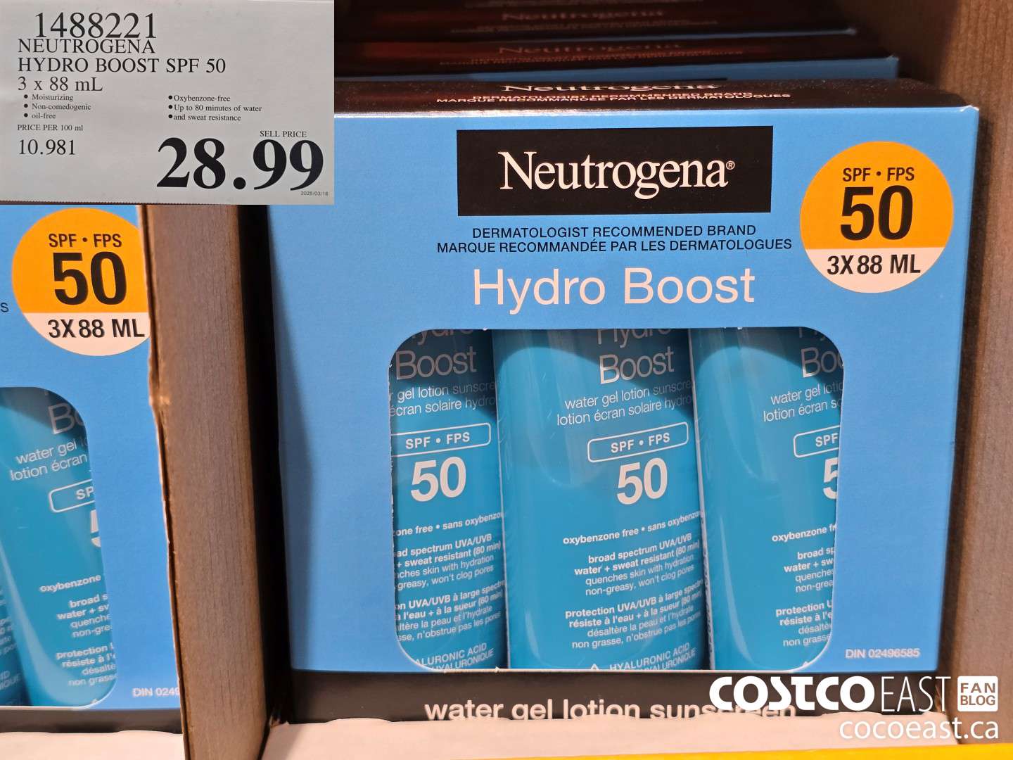 1488221 NEUTROGENA HYDROBOOST SPF 50 3x 88 mL $28.99