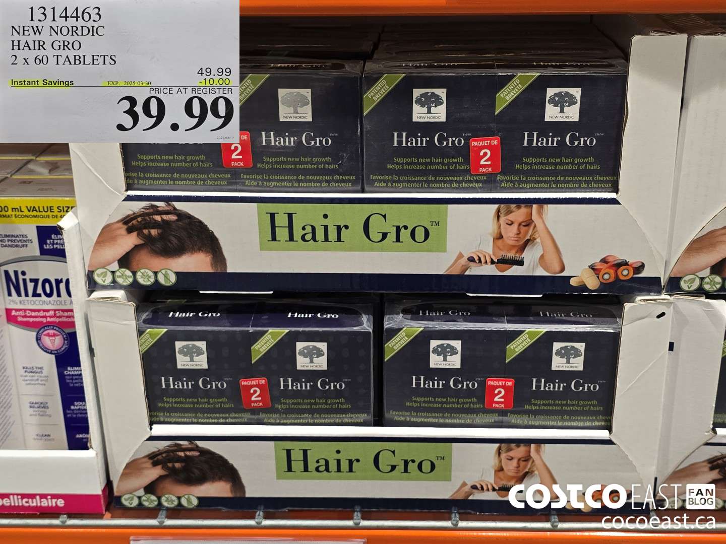 1314463 NEW NORDIC HAIR GRO 2 x 60 TABLETS ($10.00 INSTANT SAVINGS EXPIRES ON 2025-03-30) $39.99