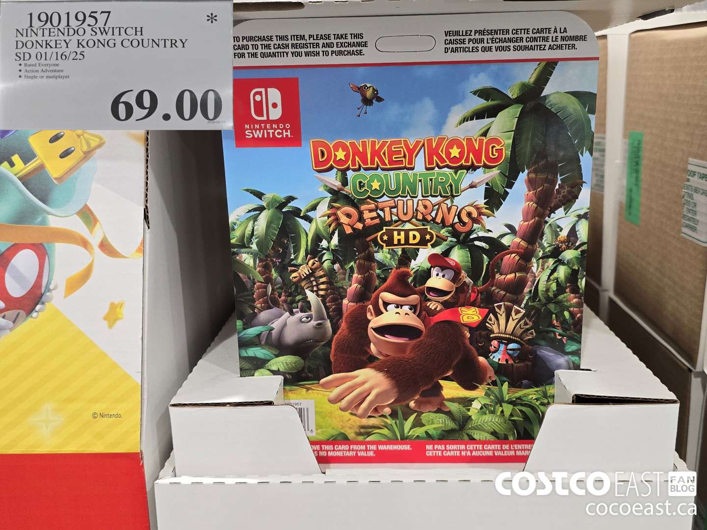 1901957 NINTENDO SWITCH DONKEY KONG COUNTRY SD O1/16/25 $69.00