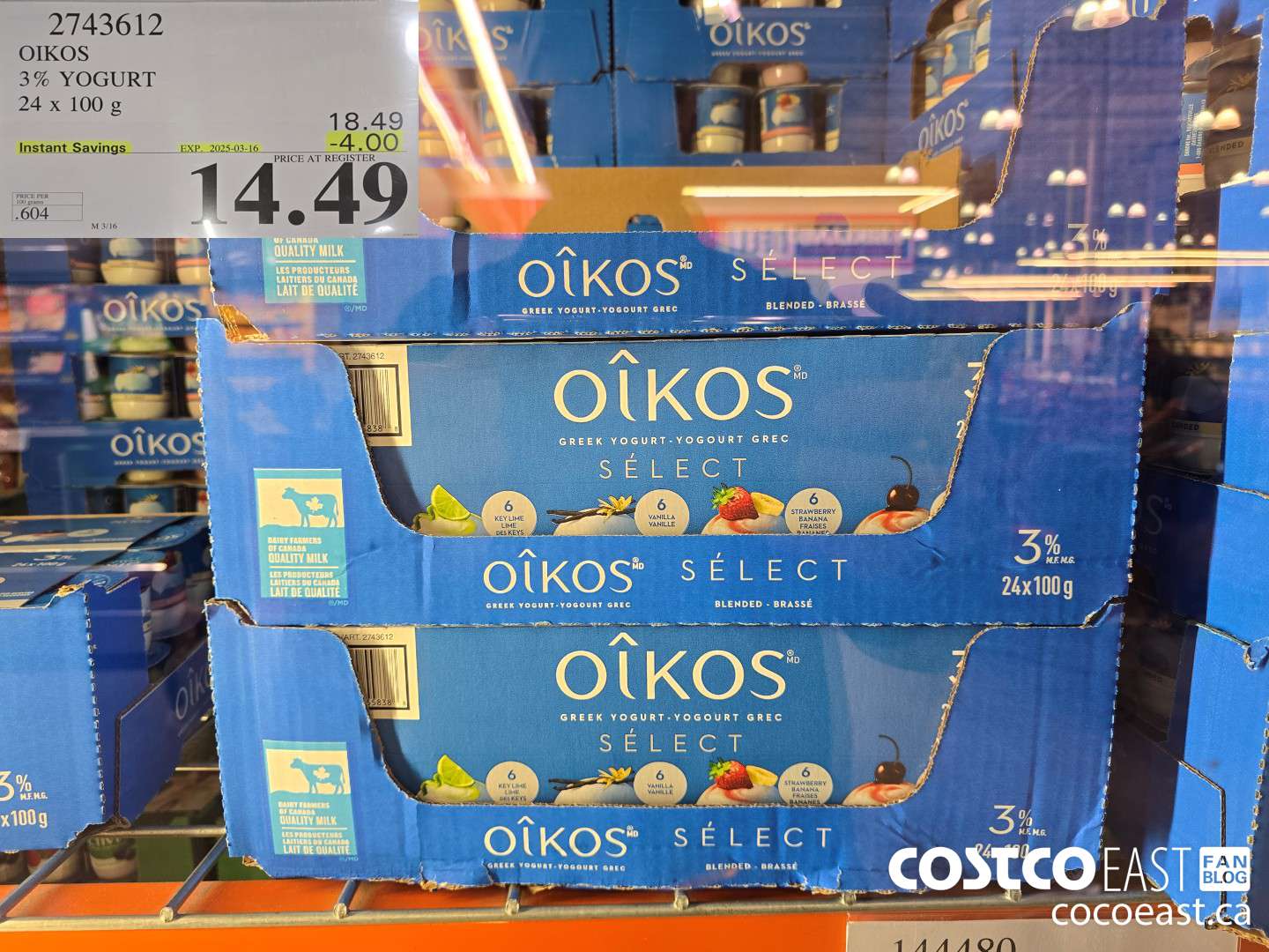 2743612 OIKOS 3% YOGURT 24 x 100g ($4.00 INSTANT SAVINGS EXPIRES ON 2025-03-16) $14.49
