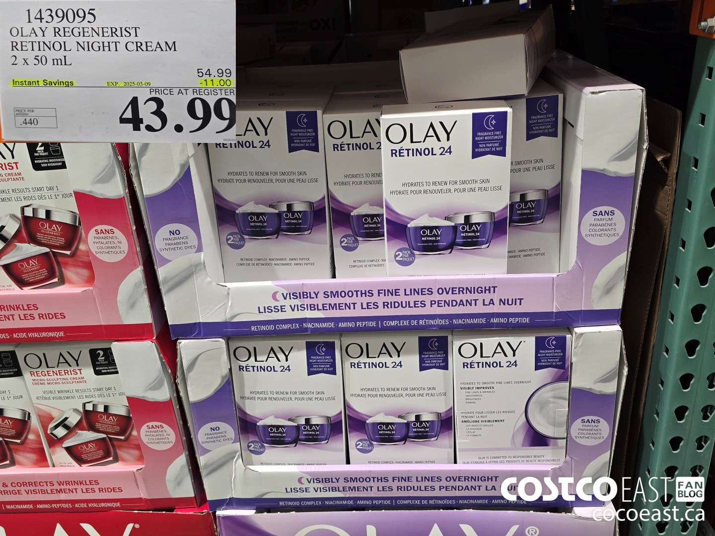 1439095 OLAY REGENERIST RETINOL NIGHT CREAM 2 x 50ML ($11.00 INSTANT SAVINGS EXPIRES ON 2025-03-09) $43.99