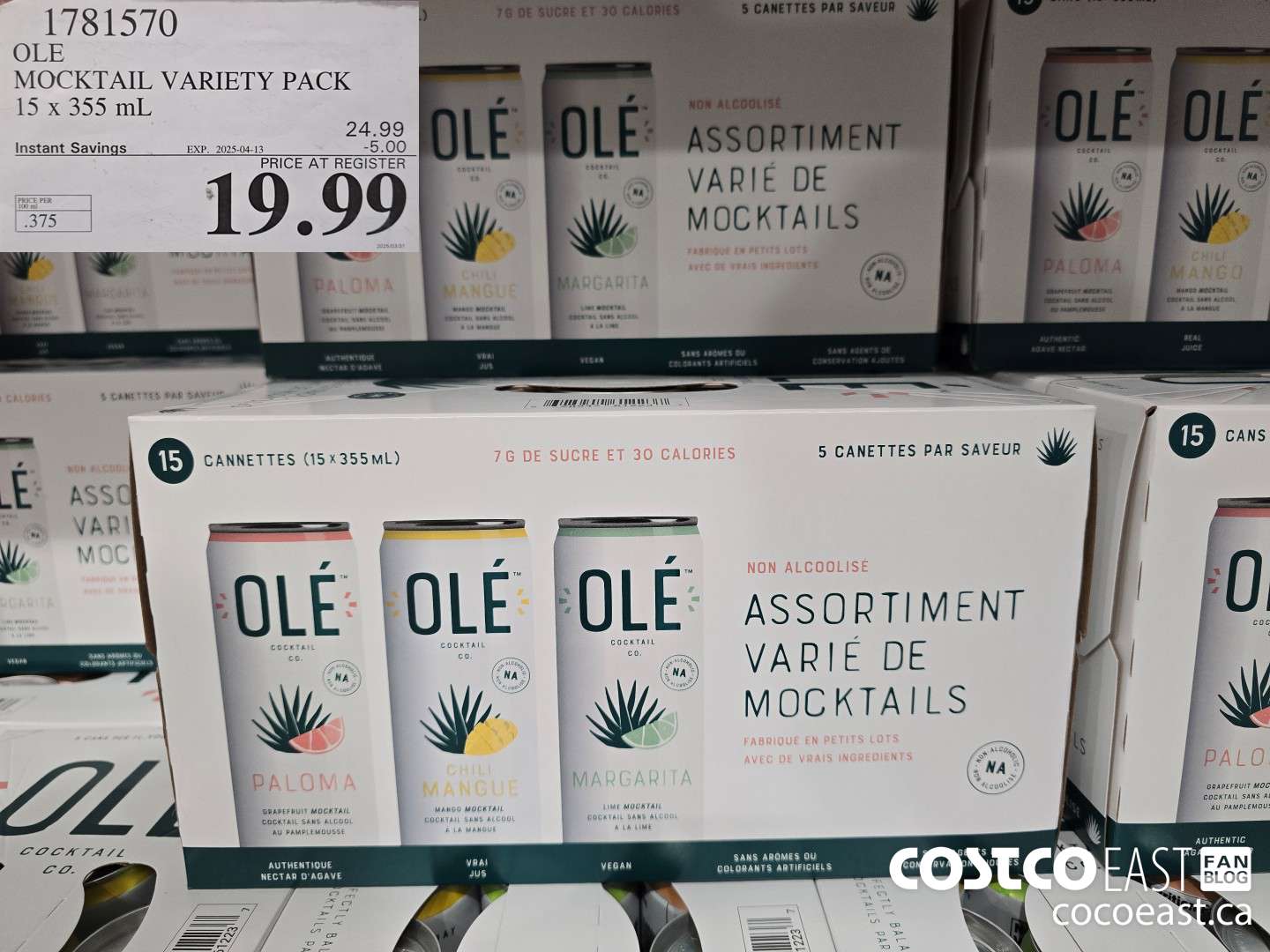 1781570 OLE MOCKTAIL VARIETY PACK 15 x 355 mL ($5.00 INSTANT SAVINGS EXPIRES ON 2025-04-13) $19.99