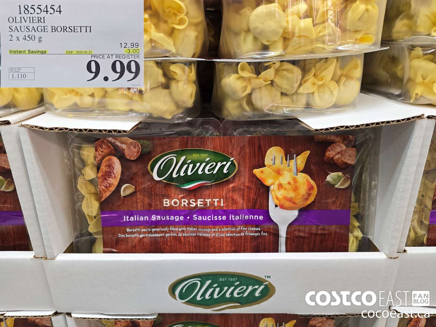 1855454 OLIVIERI SAUSAGE BORSETTI 2 x 450 G ($3.00 INSTANT SAVINGS EXPIRES ON 2025-03-23) $9.99