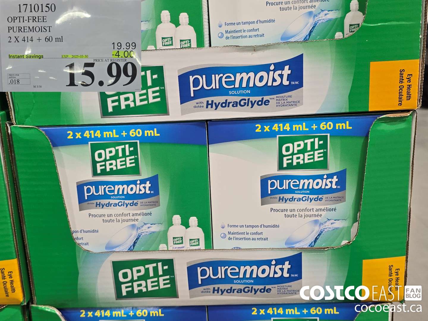 1710150 OPTI-FREE PUREMOIST 2 X 414 + 60 ml ($4.00 INSTANT SAVINGS EXPIRES ON 2025-03-30) $15.99
