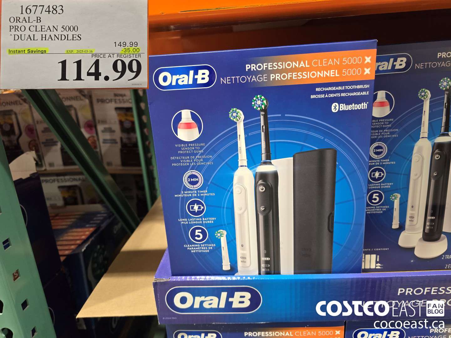 1677483 ORAL-B PRO CLEAN 5000 DUAL HANDLES ($35.00 INSTANT SAVINGS EXPIRES ON 2025-03-16) $114.99