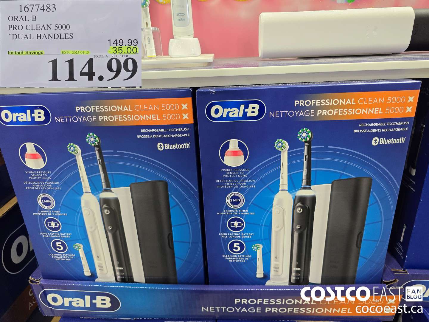 1677483 ORAL-B PRO CLEAN 5000 DUAL HANDLES ($35.00 INSTANT SAVINGS EXPIRES ON 2025-04-13) $114.99