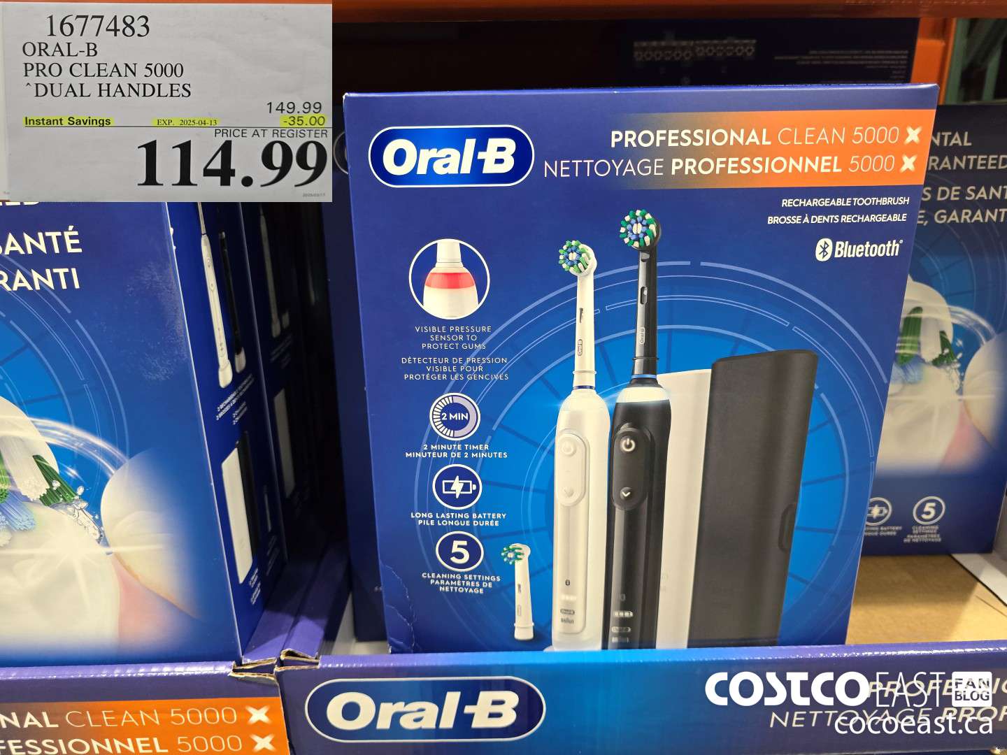 1677483 ORAL-B PRO CLEAN 5000 DUAL HANDLES ($35.00 INSTANT SAVINGS EXPIRES ON 2025-04-13) $114.99