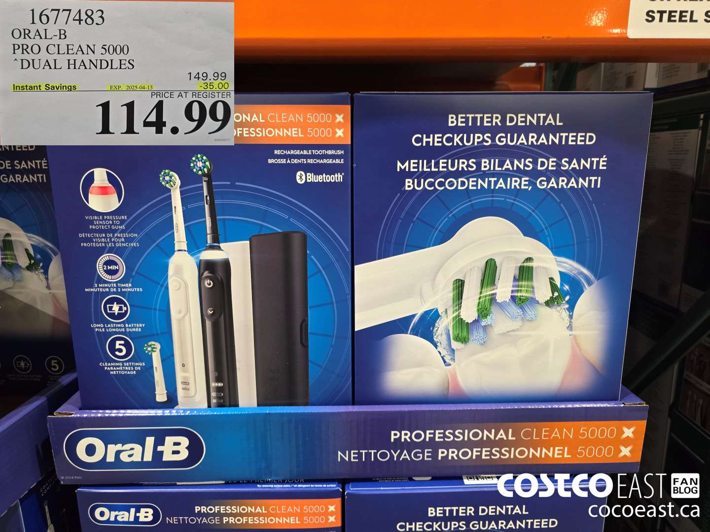 1677483 ORAL-B PRO CLEAN 5000 DUAL HANDLES ($35.00 INSTANT SAVINGS EXPIRES ON 2025-04-13) $114.99