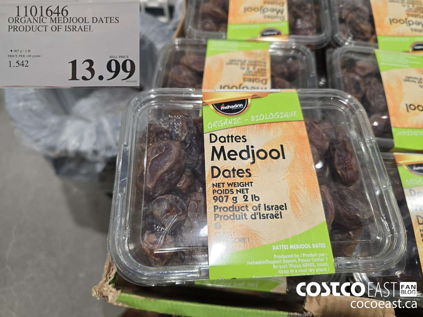 1101646 ORGANIC MEDJOOL DATES PRODUCT OF ISRAEL $13.99