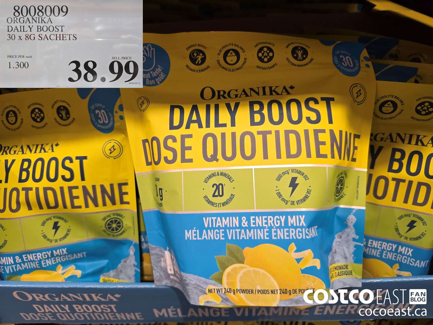 8008009 ORGANIKA DAILY BOOST 30 x 8G SACHETS $38.99