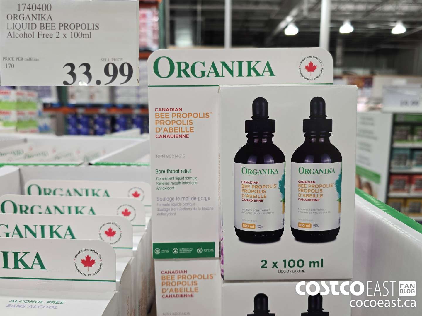 1740400 ORGANIKA LIQUID BEE PROPOLIS Alcohol Free 2 x 100ml $33.99