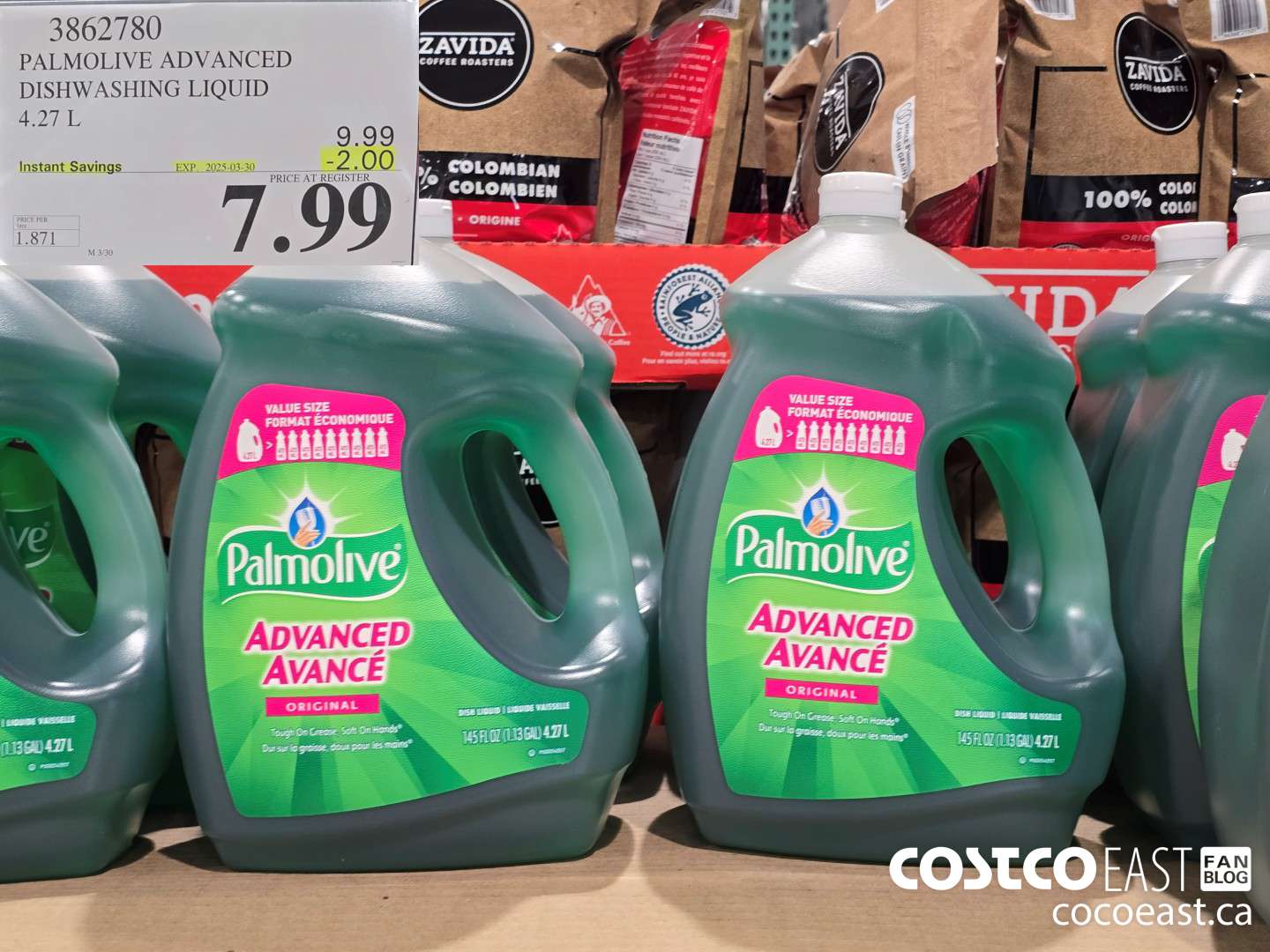 3862780 PALMOLIVE ADVANCED LIQUID DISH DETERGENT 4.27L ($2.00 INSTANT SAVINGS EXPIRES ON 2025-03-30) $7.99