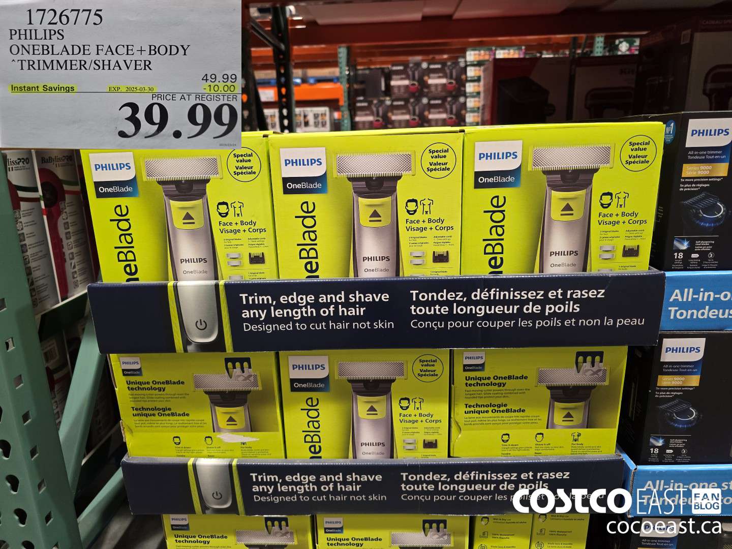 1726775 PHILIPS ONEBLADE FACE+ BODY TRIMMER/SHAVER ($10.00 INSTANT SAVINGS EXPIRES ON 2025-03-30) $39.99