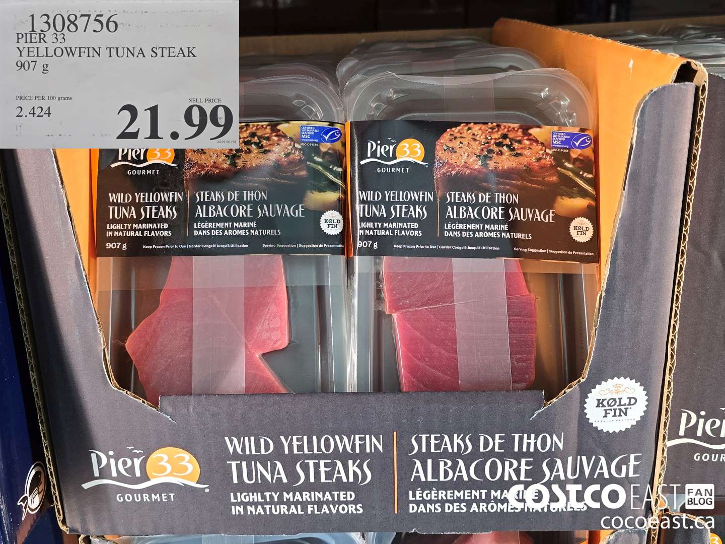 1308756 PIER 33 YELLOWFIN TUNA STEAK 907 g $21.99