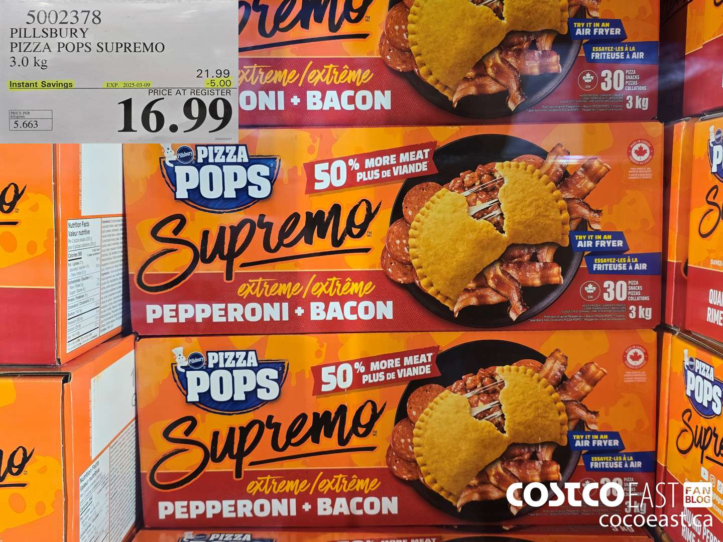 5002378 PILLSBURY PIZZA POPS SUPREMO 3.0 KG ($5.00 INSTANT SAVINGS EXPIRES ON 2025-03-09) $16.99