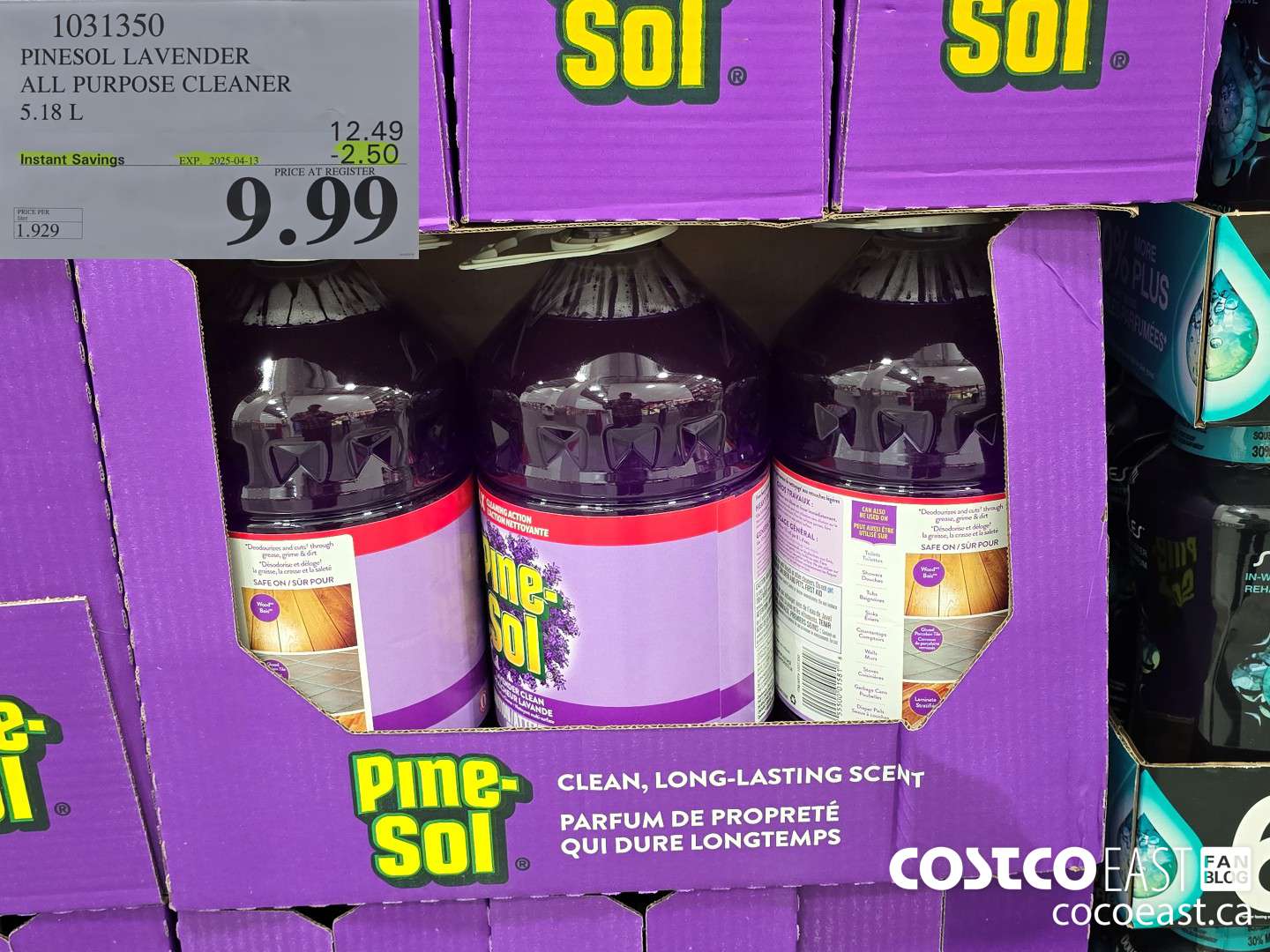 1031350 PINESOL LAVENDER ALL PURPOSE CLEANER 5.18 L ($2.50 INSTANT SAVINGS EXPIRES ON 2025-04-13) $9.99