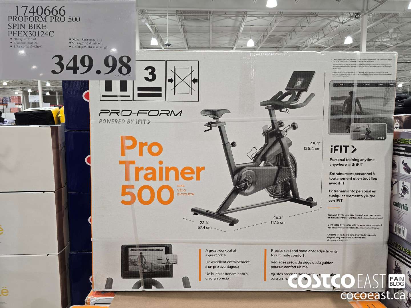 1740666 PROFORM PRO 500 SPIN BIKE PFEX30124C $349.98