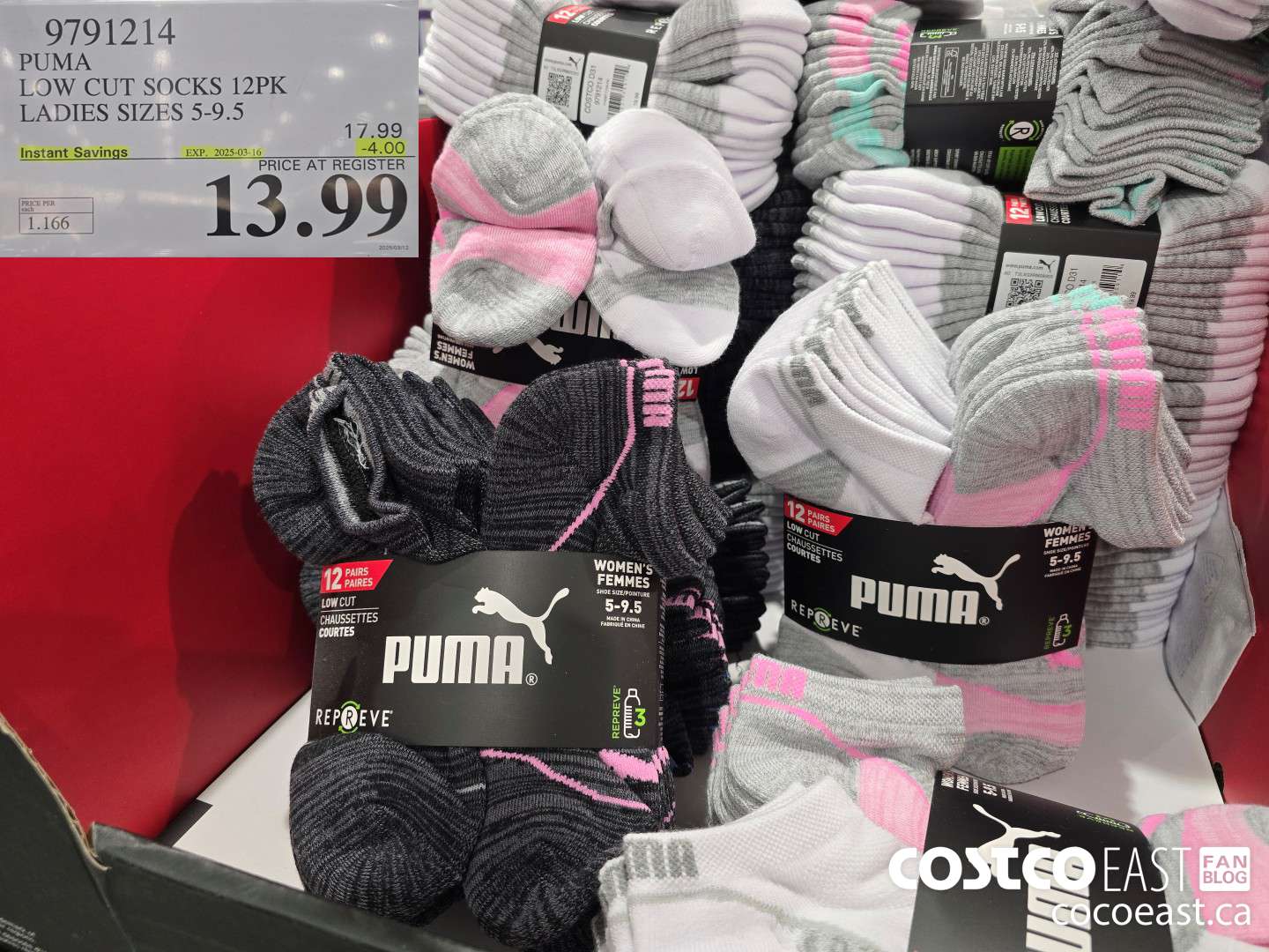 9791214 PUMA LOW CUT SOCKS 1i2PK LADIES SIZES 5-9.5 ($4.00 INSTANT SAVINGS EXPIRES ON 2025-03-16) $13.99