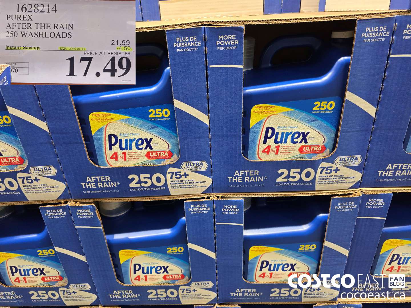 1628214 PUREX AFTER THE RAIN 250 washloads ($4.50 INSTANT SAVINGS EXPIRES ON 2025-04-13) $17.49